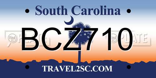 BCZ710 South Carolina License Plate