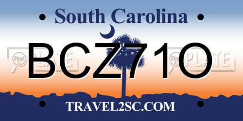 BCZ71O South Carolina License Plate