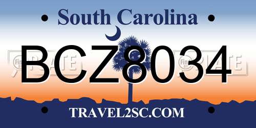 BCZ8034 South Carolina License Plate