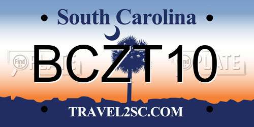 BCZT10 South Carolina License Plate