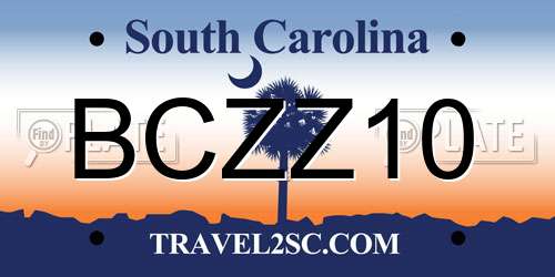 BCZZ10 South Carolina License Plate