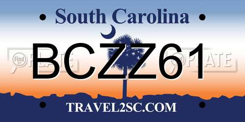BCZZ61 South Carolina License Plate