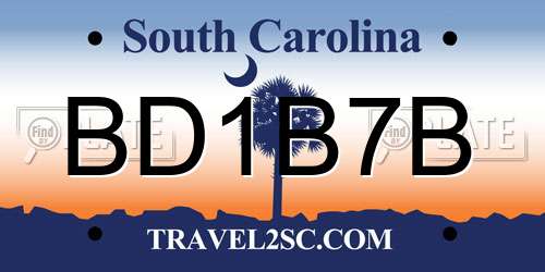 BD1B7B South Carolina License Plate