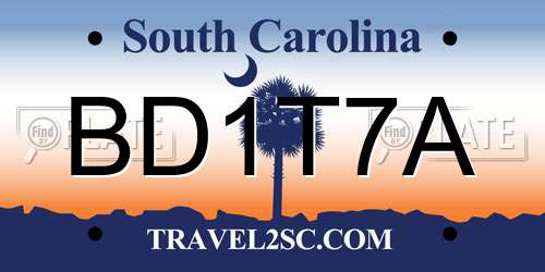 BD1T7A South Carolina License Plate