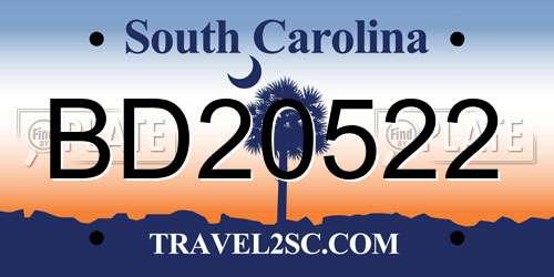 BD20522 South Carolina License Plate