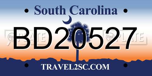 BD20527 South Carolina License Plate