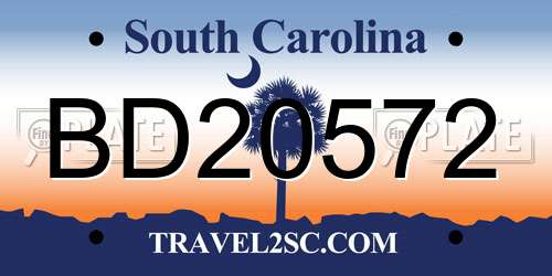 BD20572 South Carolina License Plate