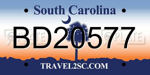 BD20577 South Carolina License Plate