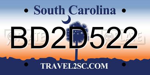 BD2D522 South Carolina License Plate