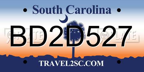 BD2D527 South Carolina License Plate