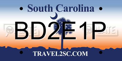 BD2E1P South Carolina License Plate