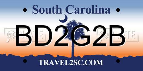 BD2G2B South Carolina License Plate