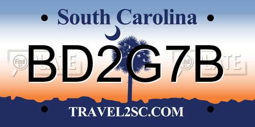 BD2G7B South Carolina License Plate