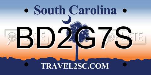 BD2G7S South Carolina License Plate