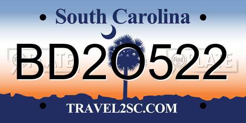 BD2O522 South Carolina License Plate