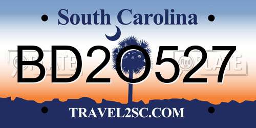 BD2O527 South Carolina License Plate