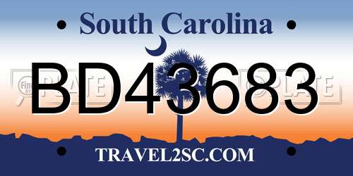 BD43683 South Carolina License Plate