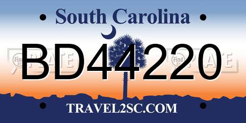 BD44220 South Carolina License Plate