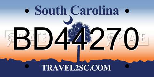 BD44270 South Carolina License Plate