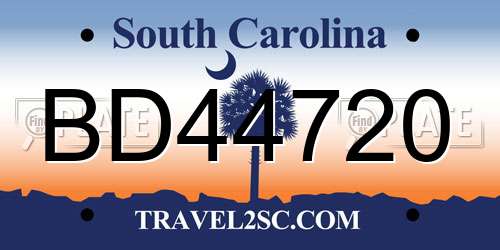 BD44720 South Carolina License Plate
