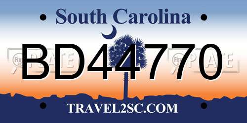 BD44770 South Carolina License Plate