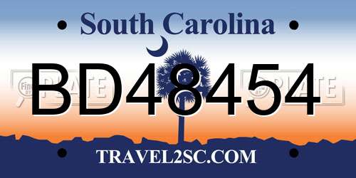 BD48454 South Carolina License Plate