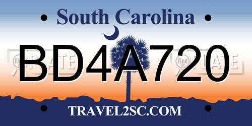 BD4A720 South Carolina License Plate