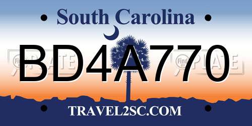 BD4A770 South Carolina License Plate