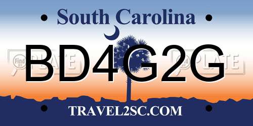 BD4G2G South Carolina License Plate