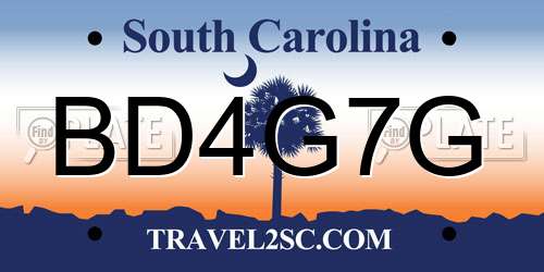 BD4G7G South Carolina License Plate