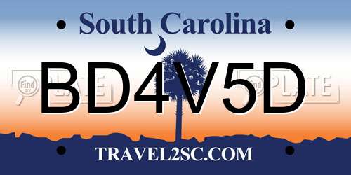 BD4V5D South Carolina License Plate