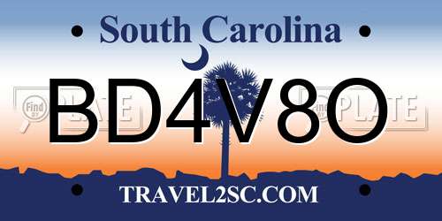BD4V8O South Carolina License Plate