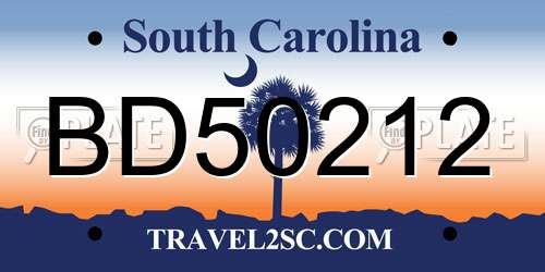 BD50212 South Carolina License Plate