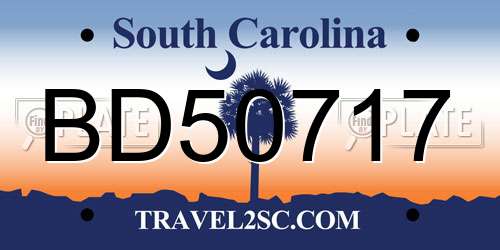 BD50717 South Carolina License Plate