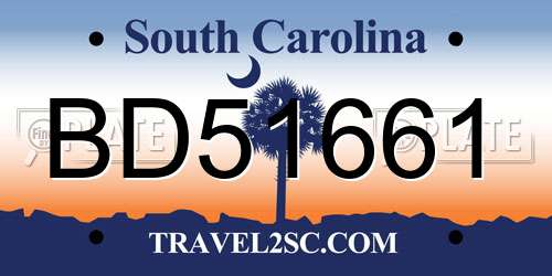 BD51661 South Carolina License Plate
