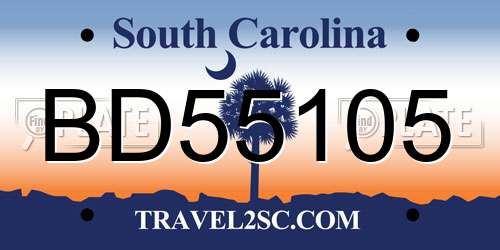 BD55105 South Carolina License Plate