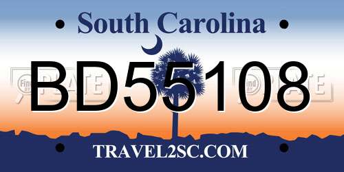 BD55108 South Carolina License Plate