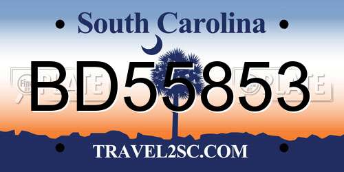 BD55853 South Carolina License Plate