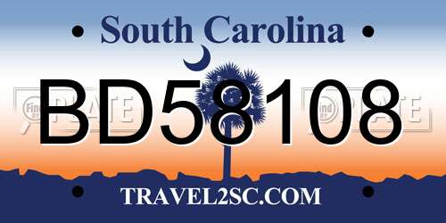 BD58108 South Carolina License Plate