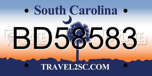 BD58583 South Carolina License Plate