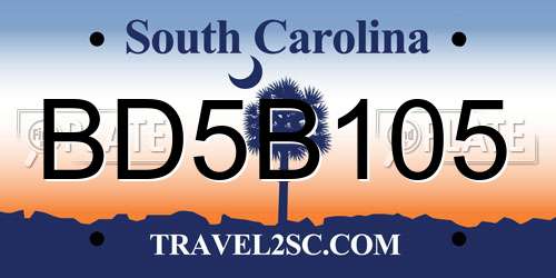 BD5B105 South Carolina License Plate