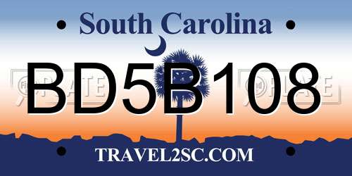 BD5B108 South Carolina License Plate