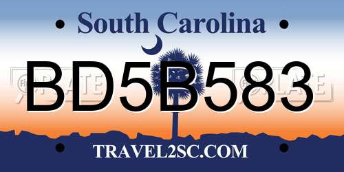 BD5B583 South Carolina License Plate