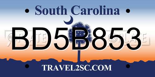 BD5B853 South Carolina License Plate