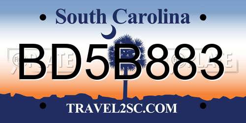 BD5B883 South Carolina License Plate