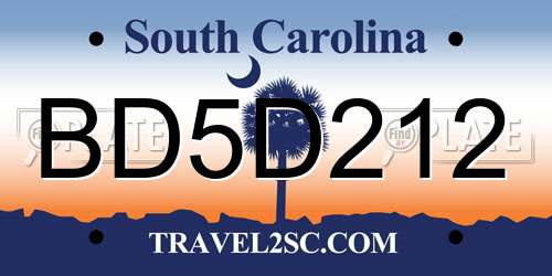 BD5D212 South Carolina License Plate