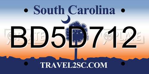 BD5D712 South Carolina License Plate