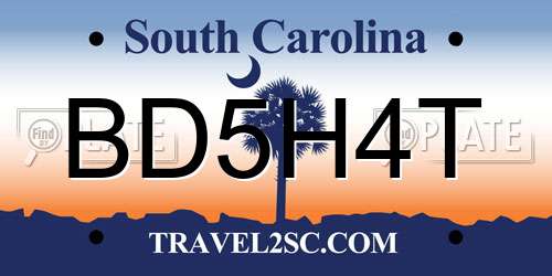 BD5H4T South Carolina License Plate