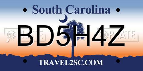 BD5H4Z South Carolina License Plate