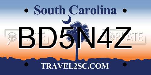 BD5N4Z South Carolina License Plate